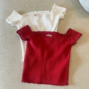 Hollister Red and White Crop Tops